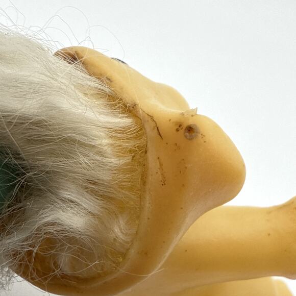 Vintage 1960s DAM Troll Doll White Gray Hair Amber Eyes Marked On Back 2.5 Inch - Picture 10 of 12